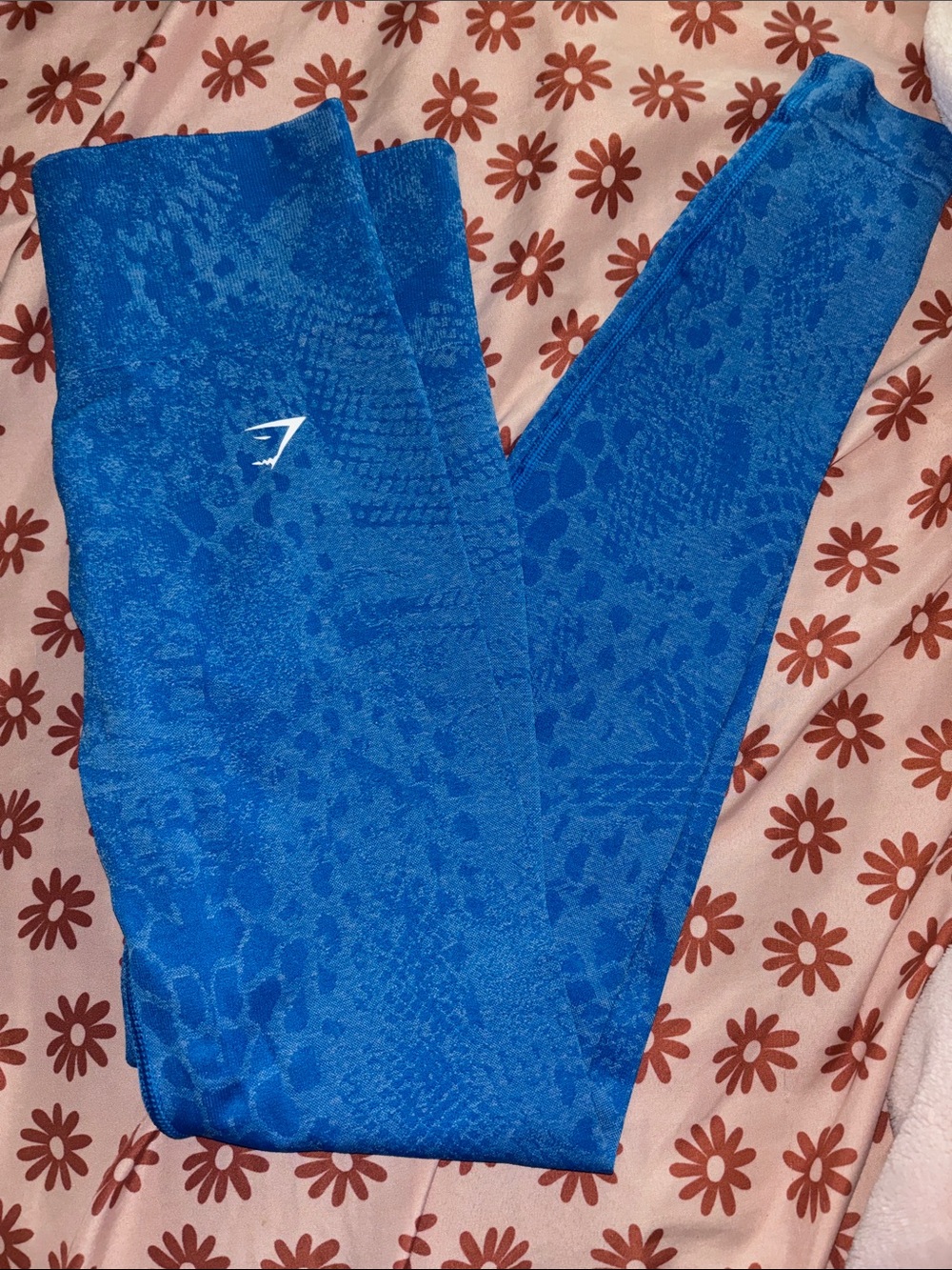 Gymshark Royal Blue High-Waist Jeggings with Subtle Animal Texture